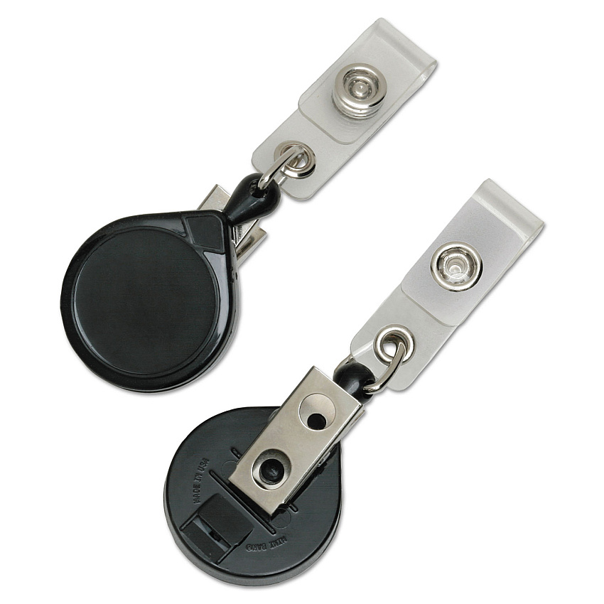 AbilityOne 8455016485708, SKILCRAFT Retractable ID Reel with Bulldog Clip, 36", Black, Dozen