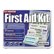 First Aid Only All-Purpose First Aid Kit, 21 Pieces, 4.75 x 3, Plastic Case (FAO110)