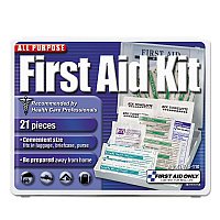 First Aid Only All-Purpose First Aid Kit, 21 Pieces, 4.75 x 3, Plastic Case (FAO110)