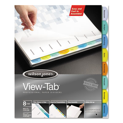 Wilson Jones View-Tab Paper Index Dividers, 8-Tab, 11 x 8.5, White, 1 Set (WLJ55965)