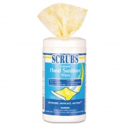 SCRUBS Hand Sanitizer Wipes, 6 x 8, Lemon Scent, Blue/White, 120 Wipes/Canister, 6 Canisters/Case (92991CT)