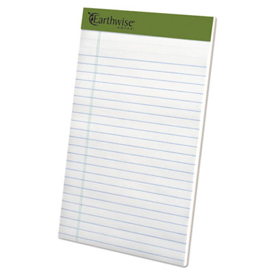 Earthwise by Ampad Recycled Paper Legal Pads, Wide/Legal Rule, 40 White 5 x 8 Sheets, 6/Pack (TOP40112)
