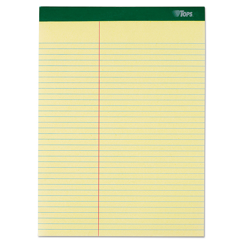 TOPS Double Docket Ruled Pads, Pitman Rule Variation (Offset Dividing Line - 3" Left), 100 Canary 8.5 x 11.75 Sheets, 6/Pack (TOP63396)