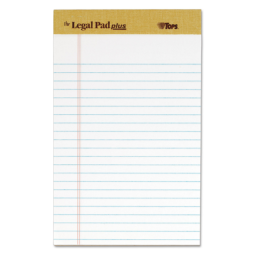 TOPS "The Legal Pad" Plus Ruled Perforated Pads with 40 pt. Back, Narrow Rule, 50 White 5 x 8 Sheets, Dozen (TOP71500)
