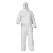KleenGuard A35 Liquid and Particle Protection Coveralls, Zipper Front, Hooded, Elastic Wrists and Ankles, X-Large, White, 25/Carton (KCC38939)