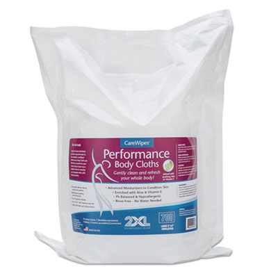 2XL Performance Body Cloths, 6 x 8, Fresh Scent, White, 700/Pack, 4 Packs/Carton (TXLL436)