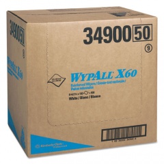 WypAll General Clean X60 Cloths, Flat Sheet, 12.5 x 16.8, White, 150/Box, 6 Boxes/Carton (34900)