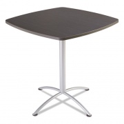 Iceberg iLand Table, Bistro-Height, Square Top, Contoured Edges, 42w x 42d x 42h, Gray Walnut/Silver (69764)