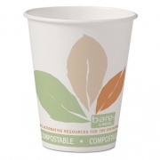 Solo Bare Eco-Forward PLA Paper Hot Cups, 8 oz, Leaf Design, White/Green/Orange, 50/Pack (378PLABBPK)