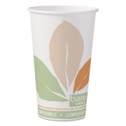 Solo Bare Eco-Forward PLA Paper Hot Cups, 16 oz, Leaf Design, White/Green/Orange, 50/Pack (316PLABBPK)
