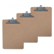 Universal Hardboard Clipboard, 1.25" Clip Capacity, Holds 8.5 x 11 Sheets, Brown, 3/Pack (40304VP)
