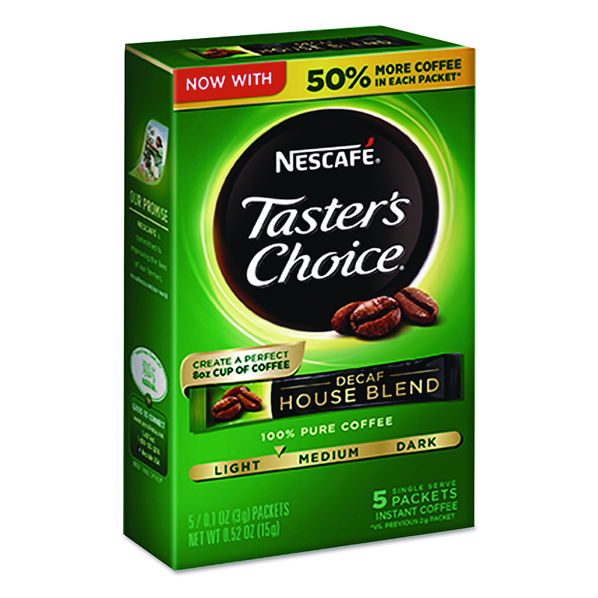 Nescaf Taster's Choice Decaf House Blend Instant Coffee, 0.1oz Stick, 5/Box, 12 Bx/Ctn (NES86073)