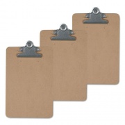Universal Hardboard Clipboard, 1.25" Clip Capacity, Holds 8.5 x 14 Sheets, Brown, 3/Pack (40305VP)