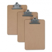Universal Hardboard Clipboard, 0.75" Clip Capacity, Holds 5 x 8 Sheets, Brown, 3/Pack (05610VP)