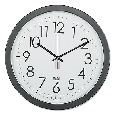 AbilityOne 6645016237483 SKILCRAFT Quartz Wall Clock, 14.5" Overall Diameter, Black Case, 1 AA (sold separately)