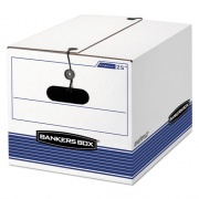Bankers Box STOR/FILE Medium-Duty Strength Storage Boxes, Letter/Legal Files, 12.25" x 16" x 11", White/Blue, 4/Carton (0002501)