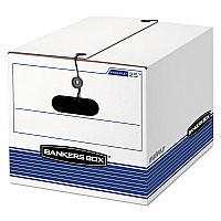 Bankers Box STOR/FILE Medium-Duty Strength Storage Boxes, Letter/Legal Files, 12.25" x 16" x 11", White/Blue, 4/Carton (FEL0002501)