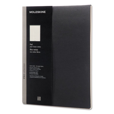 Moleskine Professional Pad, Medium/College Rule, Black Cover, 96 Ivory 8.5 x 11 Sheets (PROPADLBK)