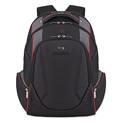Solo Launch Laptop Backpack, Fits Devices Up to 17.3", Polyester, 12.5 x 8 x 19.5, Black/Gray/Red (USLACV7114)