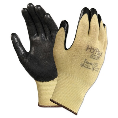 Ansell HyFlex CR Gloves, Size 7, Yellow/Black, Kevlar/Nitrile, 24/Pack (115007)