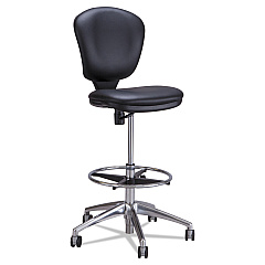 Safco Metro Collection Extended-Height Chair, Supports Up to 250 lb, 23" to 33" Seat Height, Black Seat/Back, Chrome Base (SAF3442BV)