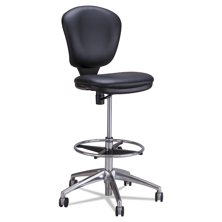 Safco Metro Collection Extended-Height Chair, Supports Up to 250 lb, 23" to 33" Seat Height, Black Seat/Back, Chrome Base (SAF3442BV)