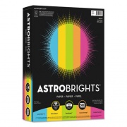 Astrobrights Color Paper -"Bright" Assortment, 24 lb Bond Weight, 8.5 x 11, Assorted Bright Colors, 500/Ream (99608)