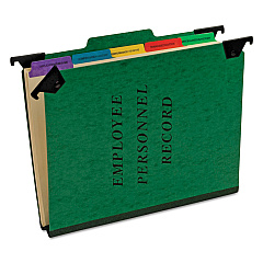 Pendaflex Hanging-Style Personnel Folders, 5 Dividers with 1/5-Cut Tabs, Letter Size, 1/3-Cut Exterior Tabs, Green (PFXSER2GR)