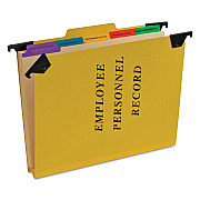 Pendaflex Hanging-Style Personnel Folders, 5 Dividers with 1/5-Cut Tabs, Letter Size, 1/3-Cut Exterior Tabs, Yellow (PFXSER2YEL)