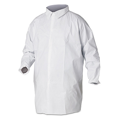 KleenGuard A40 Liquid and Particle Protection Lab Coats, X-Large, White, 30/Carton (KCC44444)