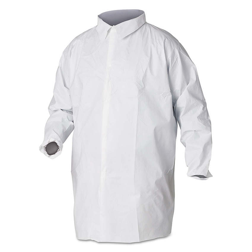 KleenGuard A40 Liquid and Particle Protection Lab Coats, X-Large, White, 30/Carton (KCC44444)
