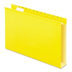 Pendaflex Extra Capacity Reinforced Hanging File Folders with Box Bottom, 2" Capacity, Legal Size, 1/5-Cut Tabs, Yellow, 25/Box (4153X2YEL)