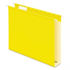Pendaflex Extra Capacity Reinforced Hanging File Folders with Box Bottom, 2" Capacity, Letter Size, 1/5-Cut Tabs, Yellow, 25/Box (4152X2YEL)
