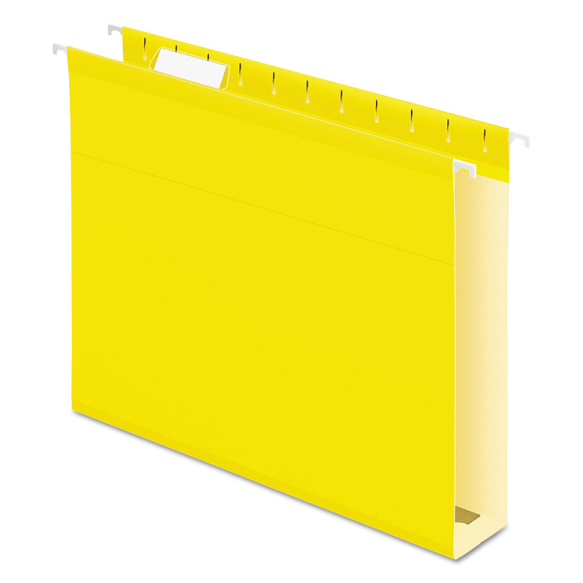 Pendaflex Extra Capacity Reinforced Hanging File Folders with Box Bottom, 2" Capacity, Letter Size, 1/5-Cut Tabs, Yellow, 25/Box (PFX4152X2YEL)