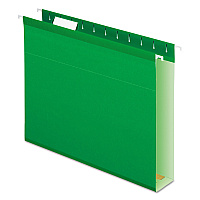 Pendaflex Extra Capacity Reinforced Hanging File Folders with Box Bottom, 2" Capacity, Letter Size, 1/5-Cut Tabs, Bright Green, 25/Box (PFX4152X2BGR)