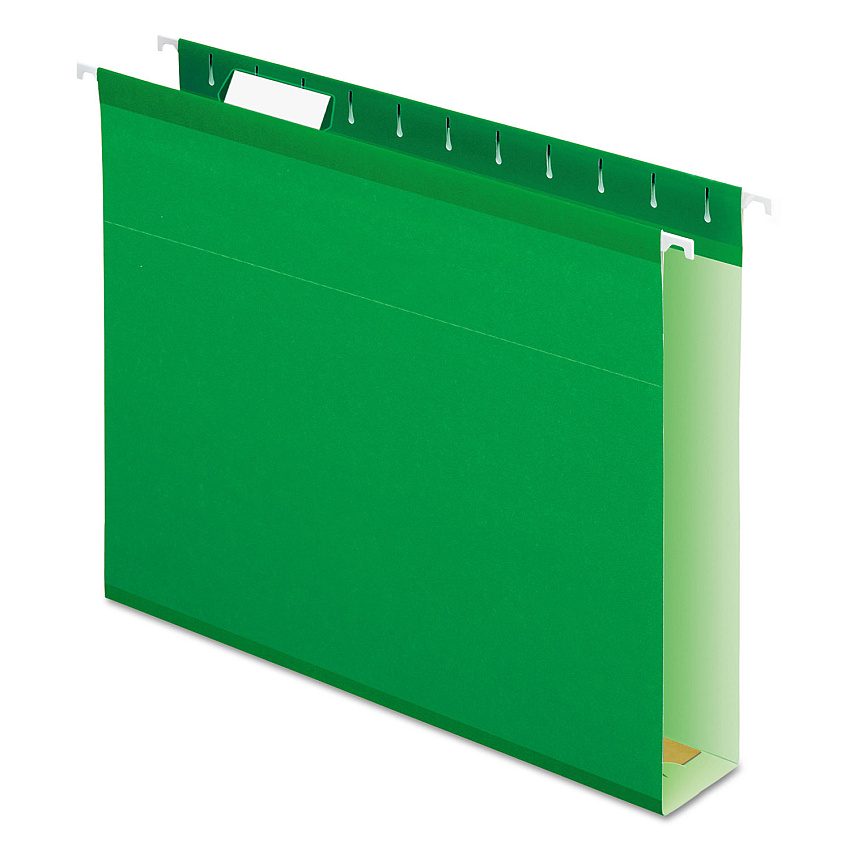Pendaflex Extra Capacity Reinforced Hanging File Folders with Box Bottom, 2" Capacity, Letter Size, 1/5-Cut Tabs, Bright Green, 25/Box (PFX4152X2BGR)