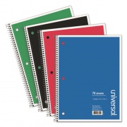 Universal Wirebound Notebook, 1-Subject, Medium/College Rule, Assorted Cover Colors, (70) 10.5 x 8 Sheets, 4/Pack (66614)