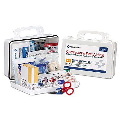 First Aid Only Contractor ANSI Class A+ First Aid Kit for 25 People, 128 Pieces, Plastic Case (FAO90753)