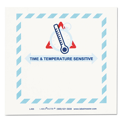LabelMaster Shipping and Handling Self-Adhesive Labels, TIME and TEMPERATURE SENSITIVE, 5.5 x 5, Blue/Gray/Red/White, 500/Roll (LMTL450)