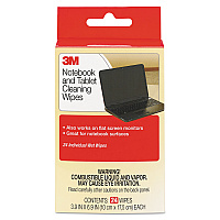 3M Notebook Screen Cleaning Wet Wipes, Cloth, 1-Ply, 7 x 4, Unscented, White, 24/Pack (MMMCL630)