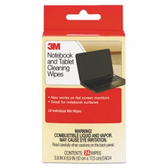 3M Notebook Screen Cleaning Wet Wipes, Cloth, 1-Ply, 7 x 4, Unscented, White, 24/Pack (CL630)