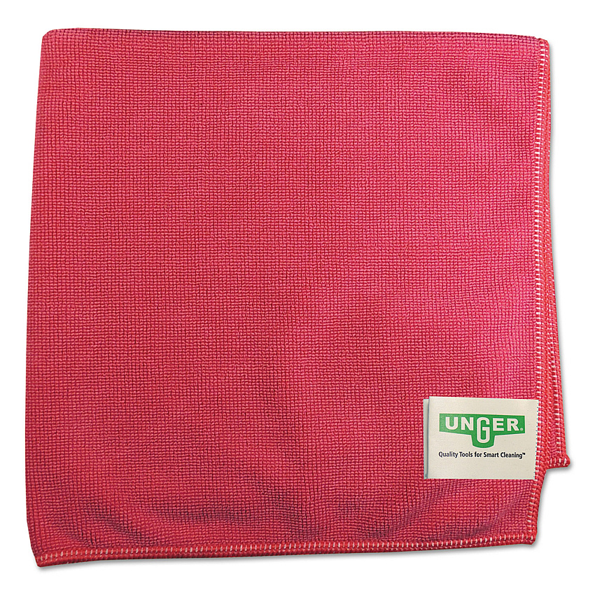 Unger SmartColor MicroWipes 4000, Heavy-Duty, 16 x 15, Red, 10/Pack (UNGMF40R)