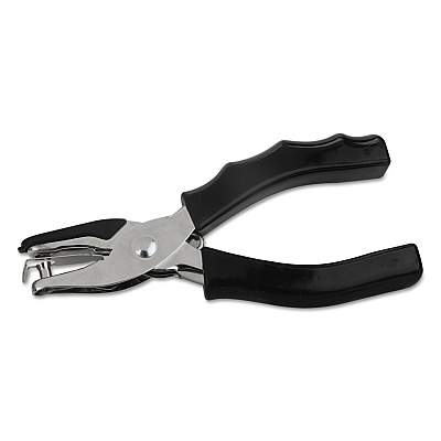 Universal Eight-Sheet Handheld One-Hole Punch, 1/4" Holes, Metal with Rubber Grip, Black (UNV74321)
