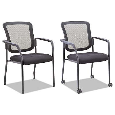 Alera Elusion Series Mesh Back Stacking Guest Chair, 26" x 25.6" x 36.2", Black Seat, Black Back, Black Base (ALEEL4314)