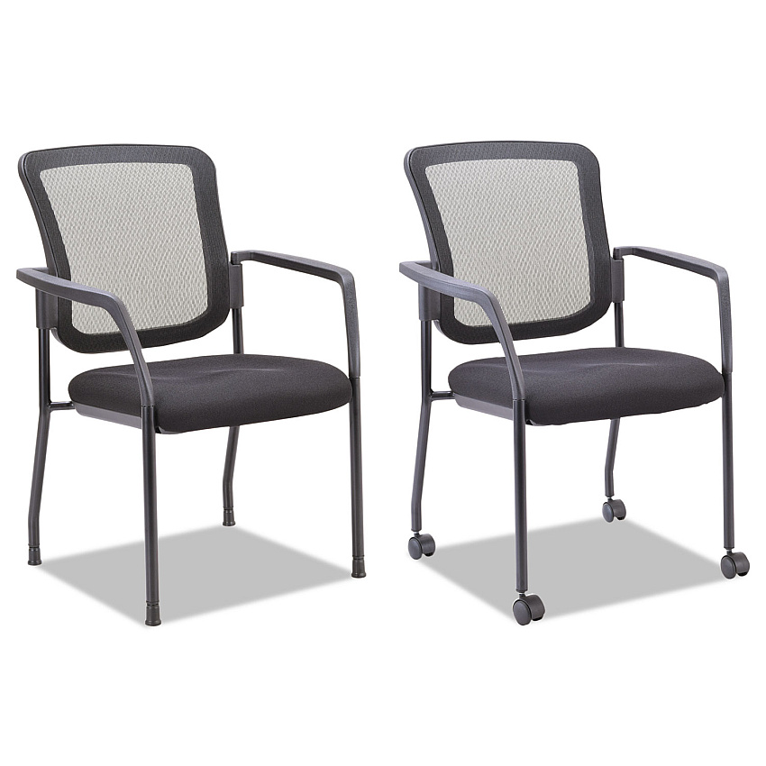 Alera Elusion Series Mesh Back Stacking Guest Chair, 26" x 25.6" x 36.2", Black Seat, Black Back, Black Base (ALEEL4314)