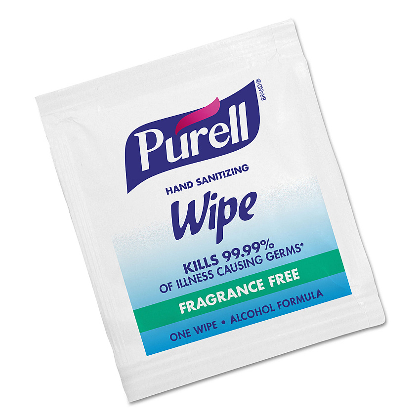 PURELL Sanitizing Hand Wipes, Individually Wrapped, 5 x 7, Unscented, White, 4,000 Wipes/Carton (GOJ90204M)