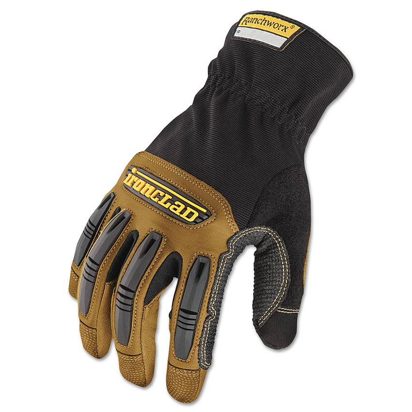 Ironclad Ranchworx Leather Gloves, Black/Tan, Large (IRNRWG204L)