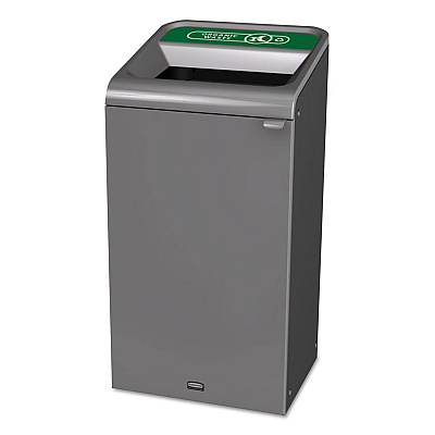 Rubbermaid Commercial Configure Indoor Recycling Waste Receptacle, Organic Waste, 23 gal, Metal, Gray (RCP1961627)