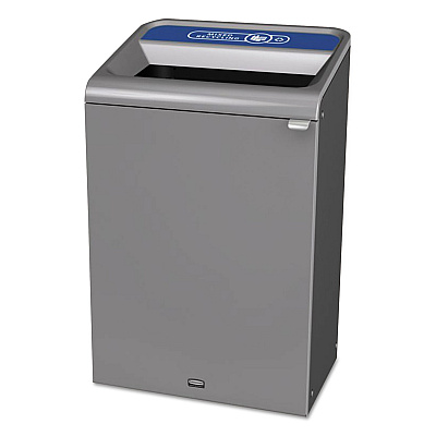 Rubbermaid Commercial Configure Indoor Recycling Waste Receptacle, Mixed Recycling, 33 gal, Metal, Gray (RCP1961629)