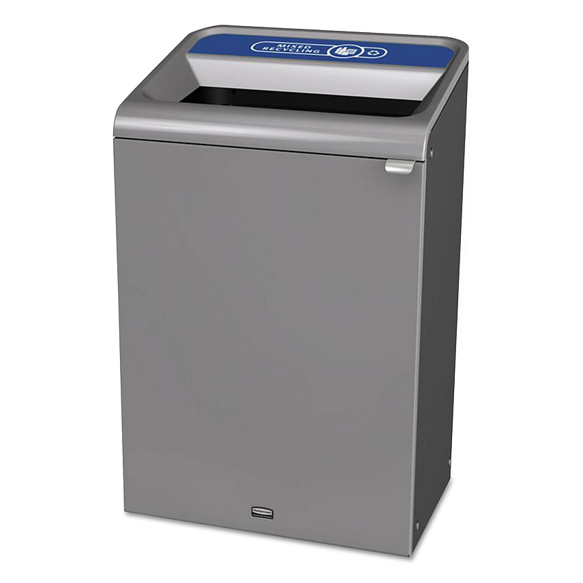 Rubbermaid Commercial Configure Indoor Recycling Waste Receptacle, Mixed Recycling, 33 gal, Metal, Gray (RCP1961629)